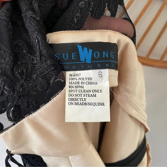 VTG Sue Wong lace drop waist dress black Sz 6 fairy goth great gatspy - Picture 9 of 10